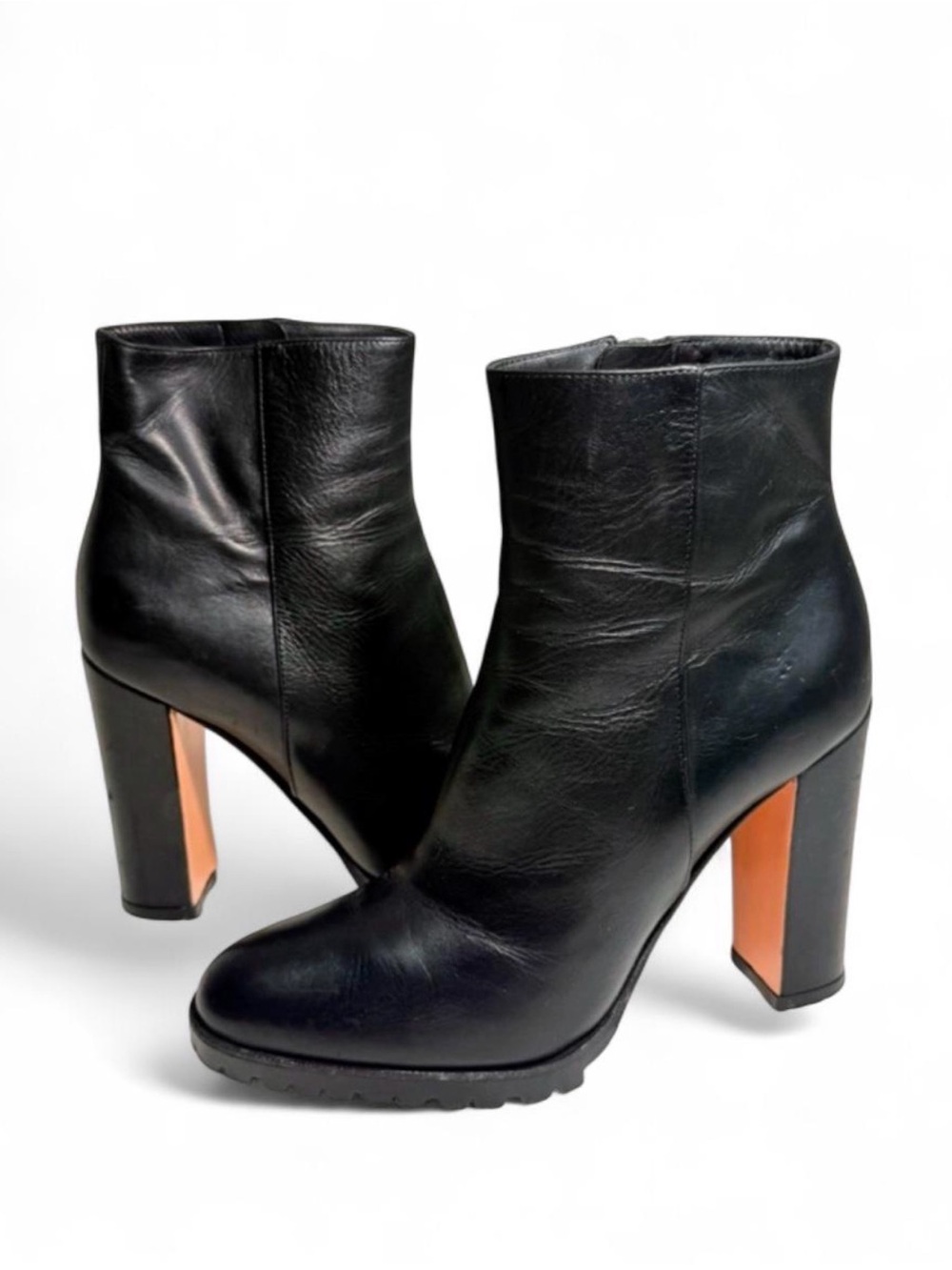 Gianvito Rossi Black Leather Platform Lug Sole Heel Boots US 6/ EU 36